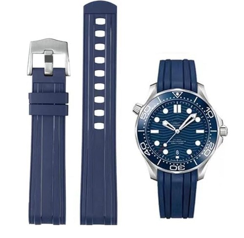 20mm blue curved rubber strap - 20mm,